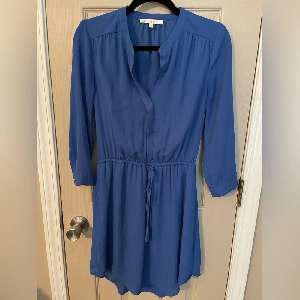 Daniel Rainn Navy Blue Dress Drawstring Waist 3/4 Sleeves - Picture 3 of 11